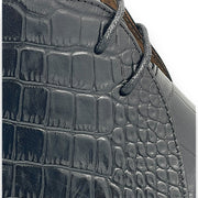 Pointed Toe Lace-Up Croc Embossed Boot