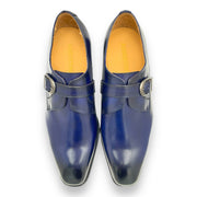 Single Monk Leather Shoe with Patina Finish