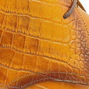 Pointed Toe Lace-Up Croc Embossed Boot