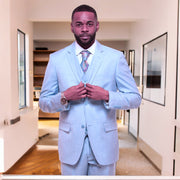 3pc Sky Sharkskin Suit - Augustino Luxe