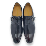 Single Monk Leather Shoe with Patina Finish