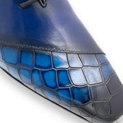 Lace up two-tone croc print