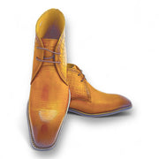 Pointed Toe Lace-Up Croc Embossed Boot