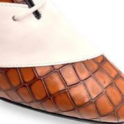 Lace up two-tone croc print