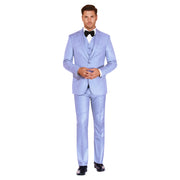 3pc Sky Sharkskin Suit - Augustino Luxe