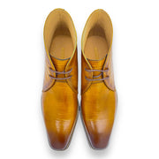 Pointed Toe Lace-Up Croc Embossed Boot