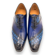 Lace up two-tone croc print