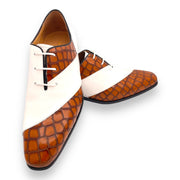 Lace up two-tone croc print
