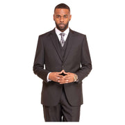3pc Black Sharkskin Suit - Augustino Luxe