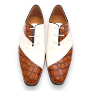 Lace up two-tone croc print