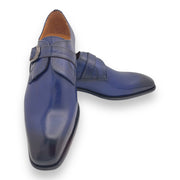 Single Monk Leather Shoe with Patina Finish