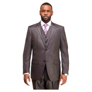 3pc Charcoal Sharkskin Suit - Augustino Luxe